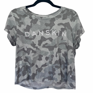 Danskin Camo Logo T-Shirt – Women's Size Large – Gray Camo Print (b2)